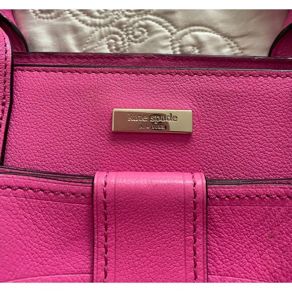 KATE SPADE New York Geniun Leather Pink Fuchsia Bow Satchel Handbag - Picture 4 of 14